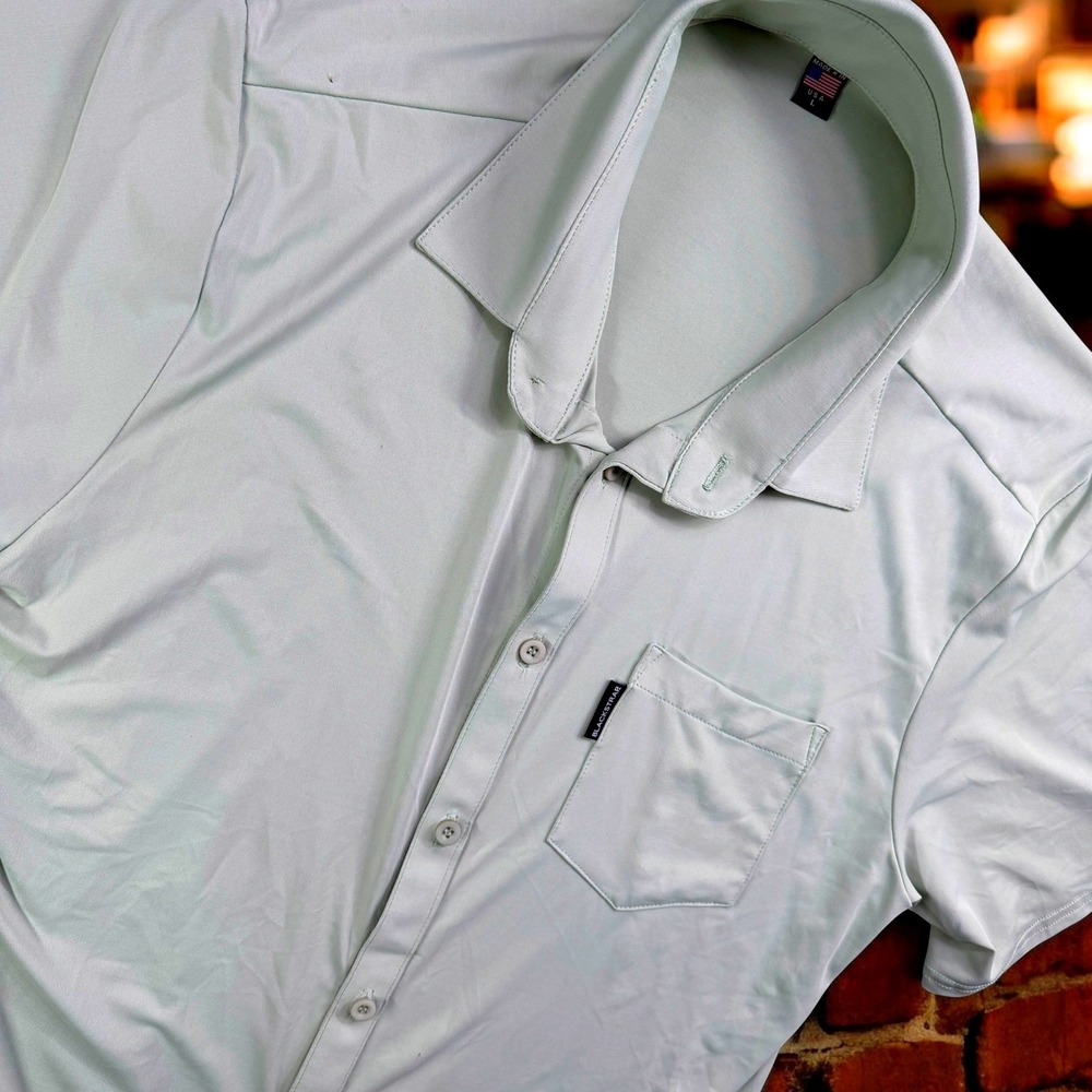 Blackstrap Shirt Mens‎ L Mint Green Short Sleeve Performance Sun Mountain Retro